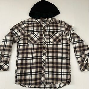Boys‎ Fox Riders Co Moto Cotton Plaid Long Sleeve Hooded button up Flannel Large